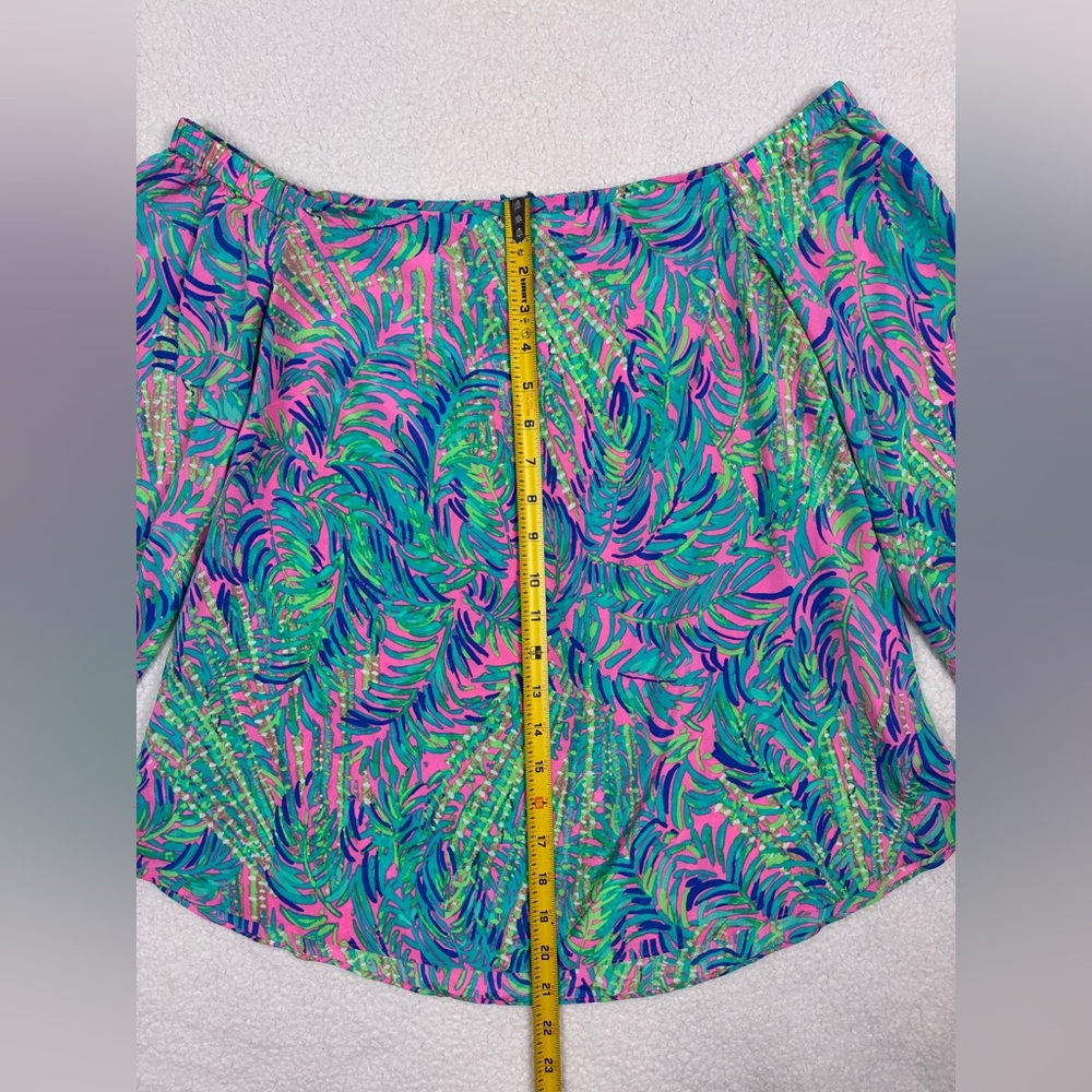 Lilly Pulitzer Adira Silk Off The Shoulder Top Medium Pink Sunset Coco Breeze - Picture 5 of 8